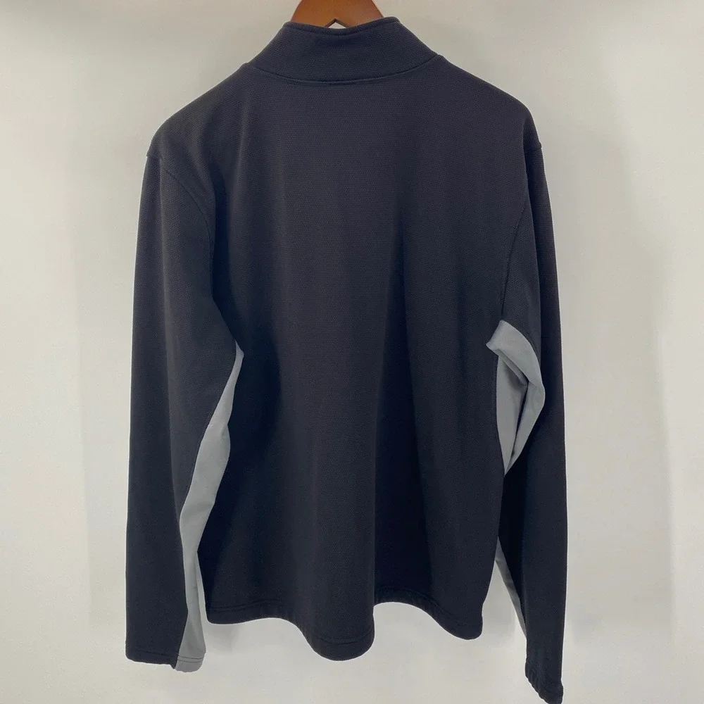 The North Face Quarter 1/4 Zip Pullover Mens XL Black Gray Grid Fleece Thumbhole